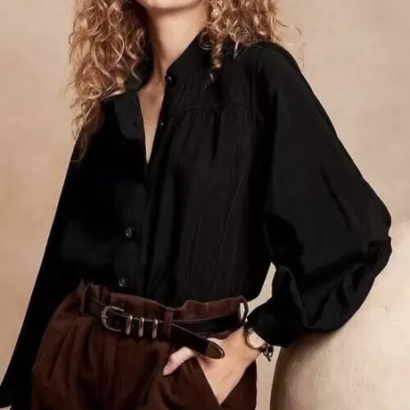 Banana Republic Tops - Banana Republic Balloon Sleeves Buttoned Shirt Blouse NWT XXS Black